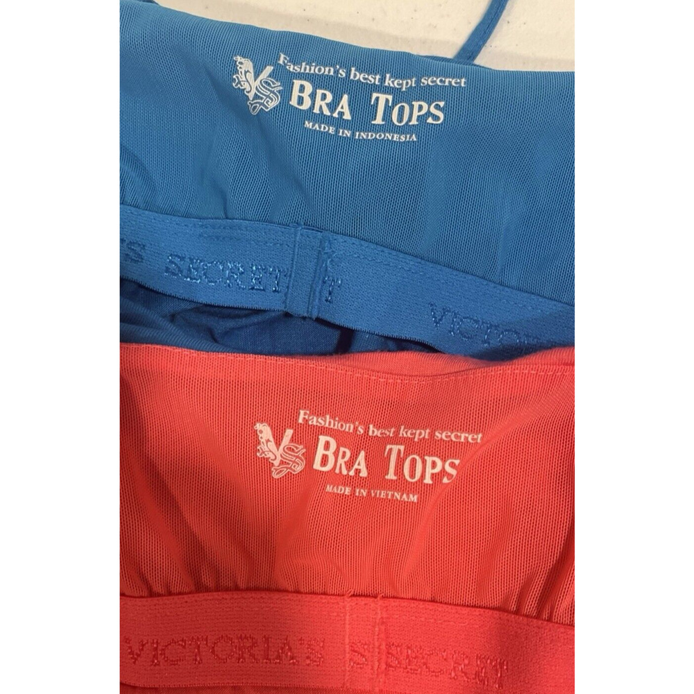 Lot of 2 Victoria Secret Bra Top Babydoll Tanks Pink and Blue S Coquette Sporty - Picture 4 of 9